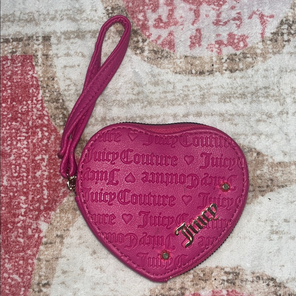 NWOTs Juicy Couture Pink Heart Shaped Clutch, Wallet, Keychain, etc.